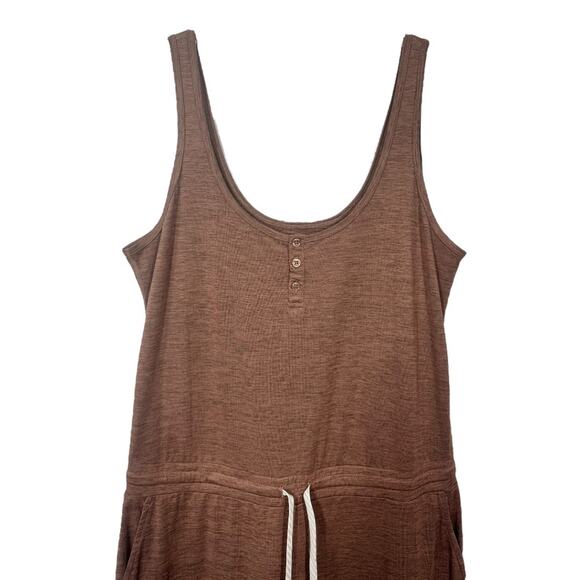 Vuori Falls Jumpsuit Almond Heather XL Wide Leg One Piece Athleisure Brown - Picture 4 of 11